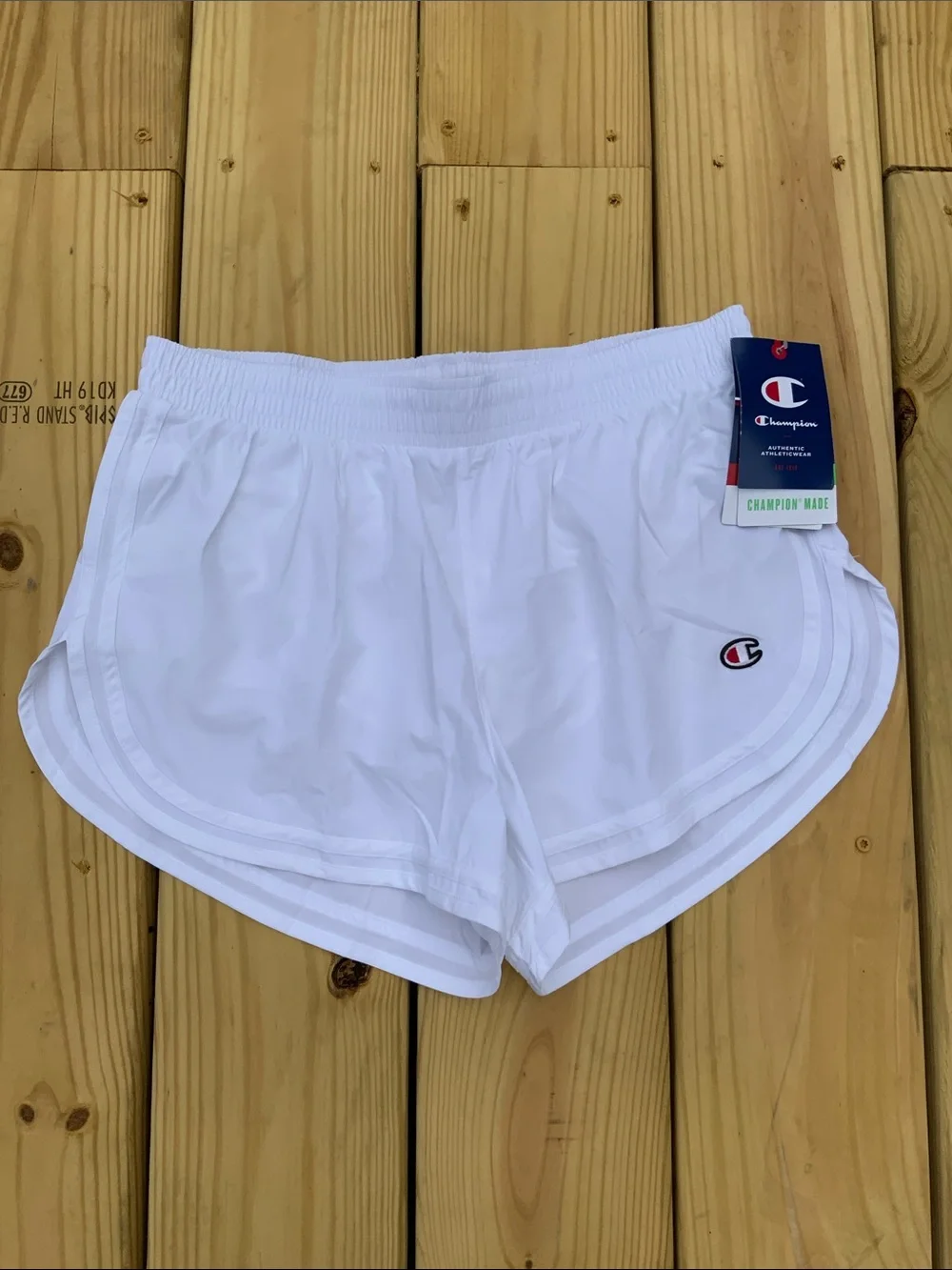 NWT Champion White Varsity Shorts With Built In Liner 3.5” Inseam Size Medium